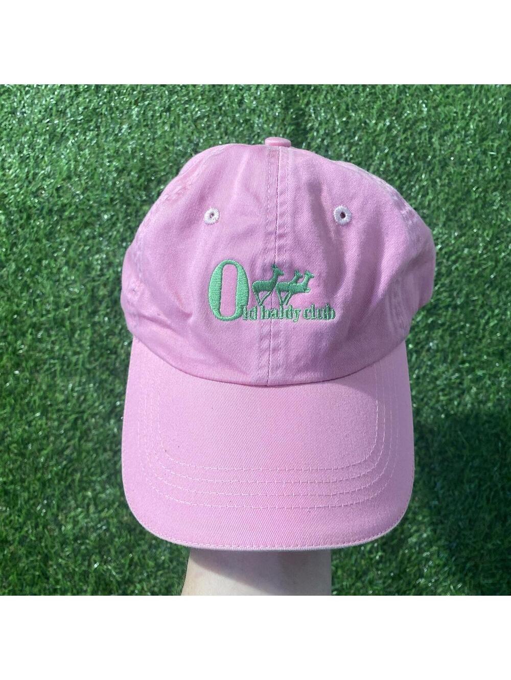 Vintage 90’s Pink Old Baldy Club baseball cap with green embroidered logo